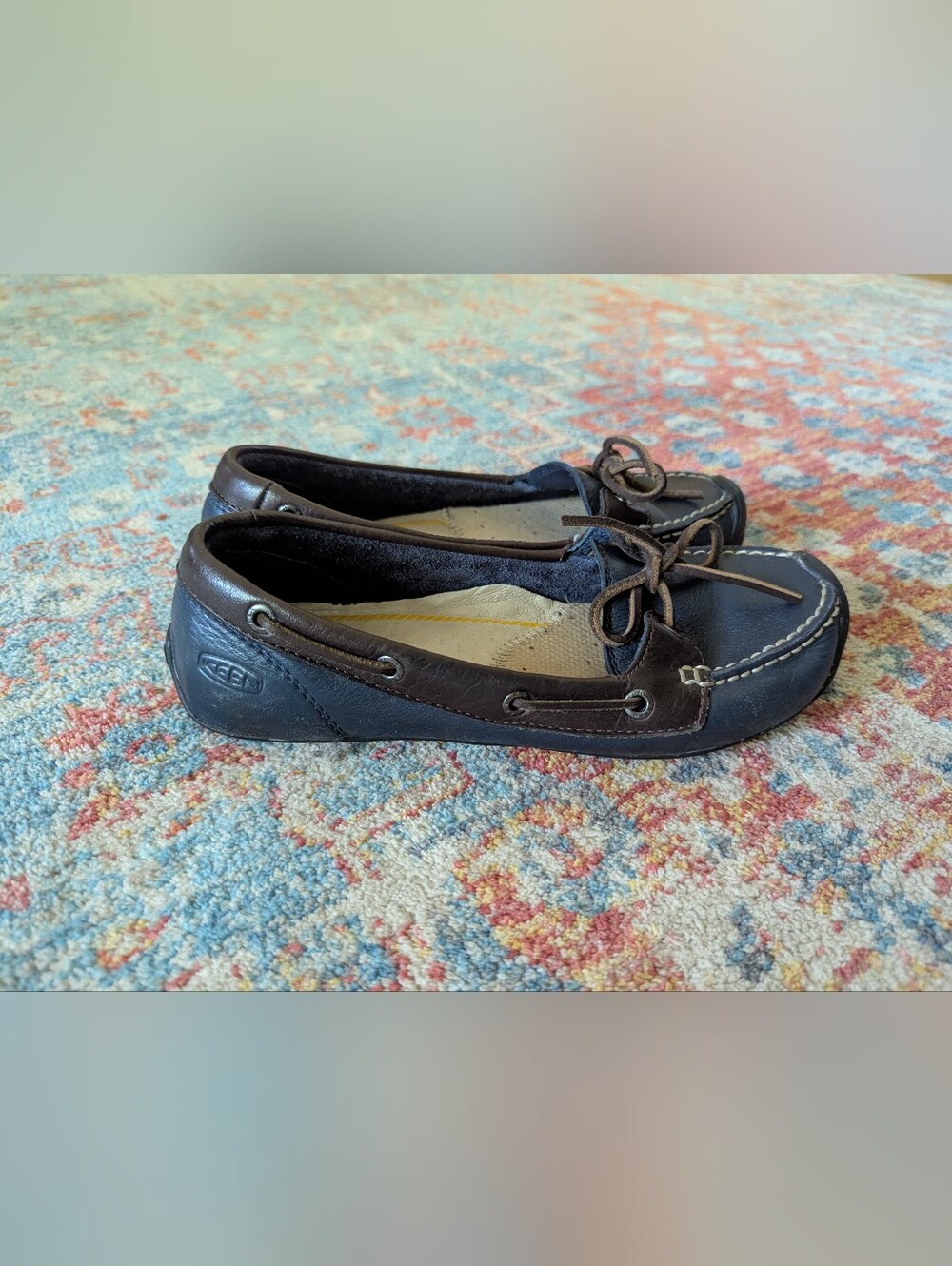 KEEN Catalina 1-Eye Boat Shoe Women's 8 Navy Leather Driving Moccasin Flats Blue - Picture 5 of 13